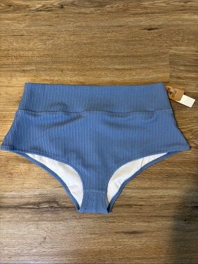 💛2 for $15! VS Pink High-Waist Ribbed Bikini Bottoms in Dusty Blue